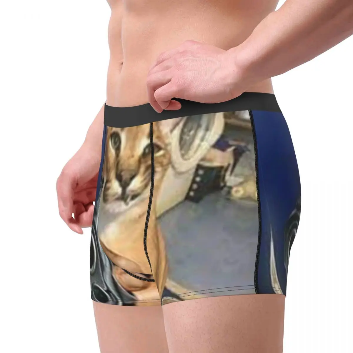 Big Floppa Gangsta Cat Underwear Men Print Custom Boxer Shorts Panties Briefs Soft Underpants