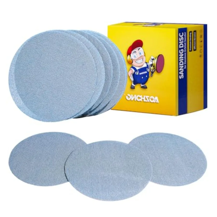 5-inch Assorted Ceramic Mesh Sandpaper Grits 80, 120, 180, 240, 320 - 50 Pcs Ceramic Net Abrasive Hook and Loop Sanding Discs f