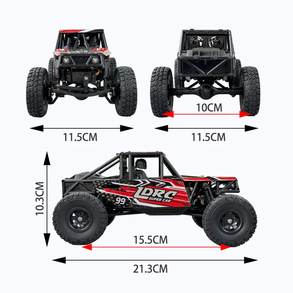 LDRC LD18499 Samochód RC 4WD w skali 1/18, zdalnie sterowany crawler 4x4, pojazd terenowy do wspinaczki 2.4G, zabawki dla dzieci i dorosłych