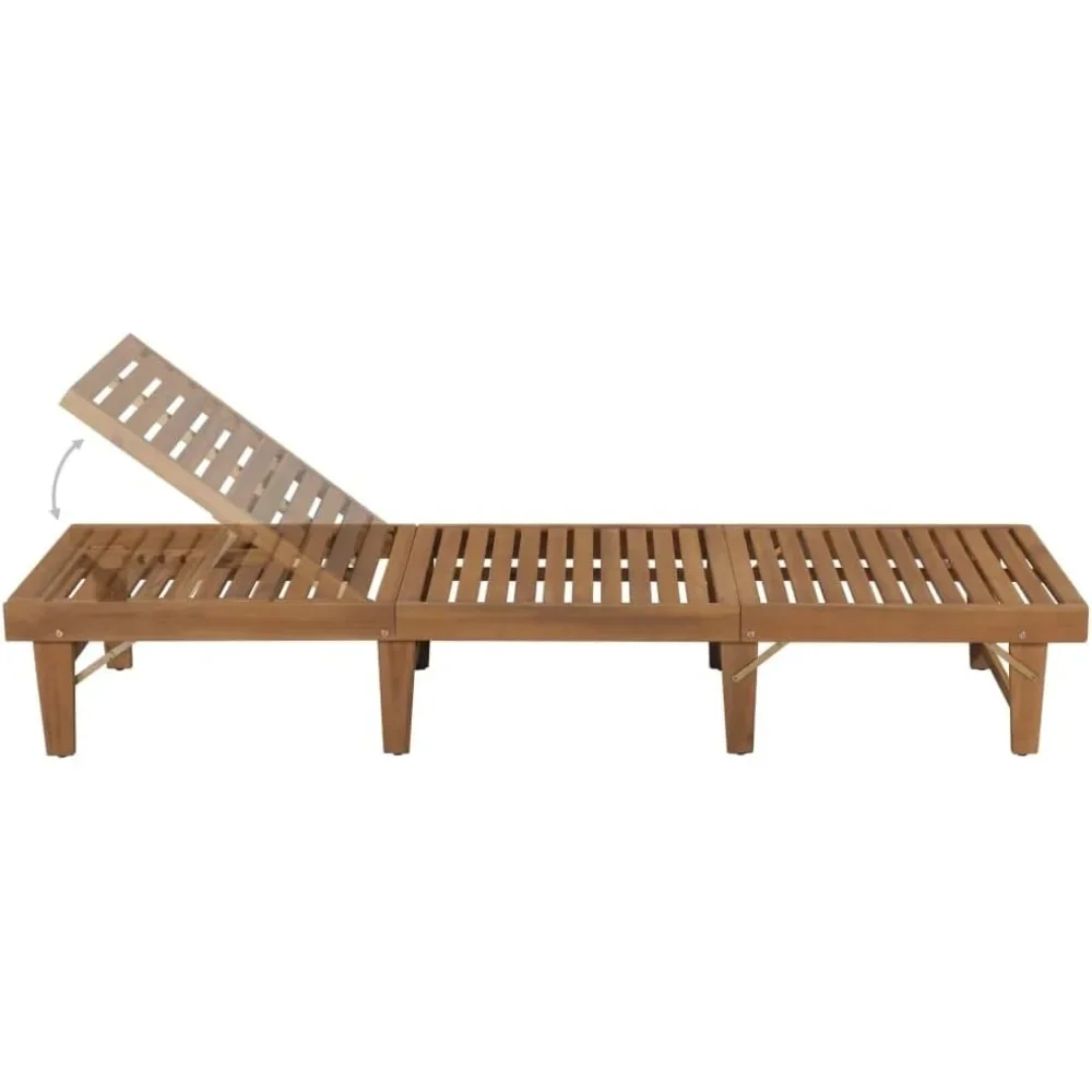 Folding Sun Lounger with Cushion Solid Acacia Wood,Rustic Acacia Wood Sun Lounger with Adjustable Backrest and Cushioned Comfort