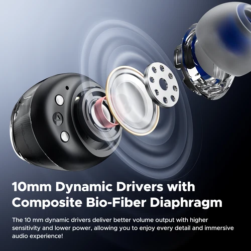 Imagen 2 del producto SoundPEATS Auriculares inalámbricos Clear dot Auriculares Bluetooth 5.3 con micrófono dual, cancelación de ruido de llamadas AI, modo de juego, soporte para aplicaciones