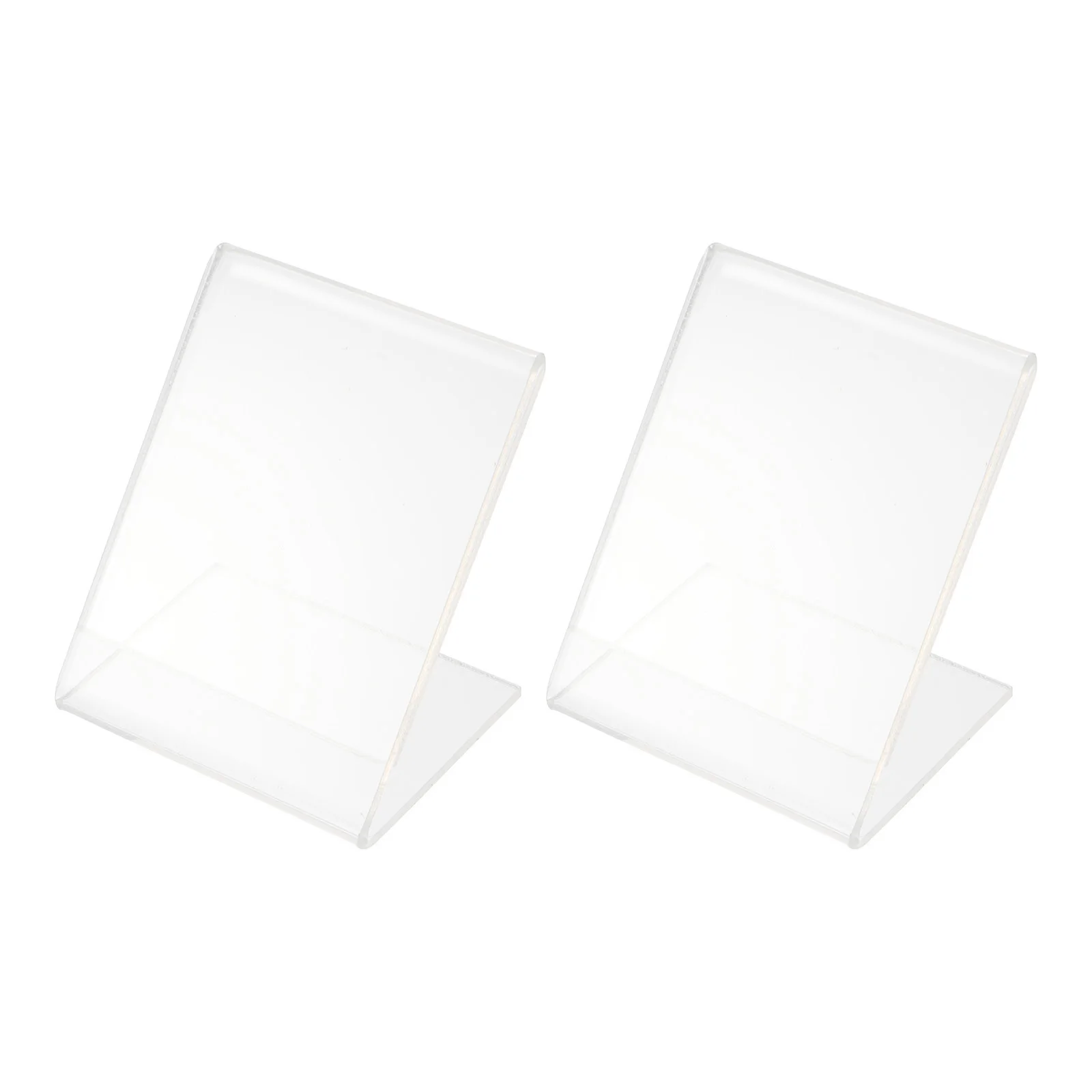 2Pcs Qr Code Plastic Display Stand Clear L Shape Price Label Holder Tabletop Sign Holder for Retail Restaurant Office