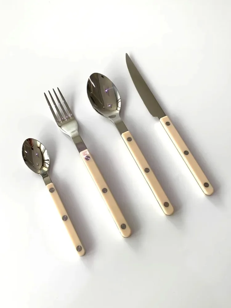 Ahunderjiaz-Stainless Steel French Knife, Fork and Spoon Set, Western Steak Dinnerware, Kitchen, Kitchen, Barware, 4Pc Set