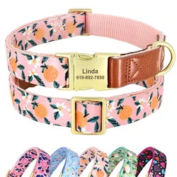 Personalized Nylon Dog Collar Printed Dog Collars Free Custom Pet ID Necklace Adjustable for Small Medium Large Dog Pitbull Pug