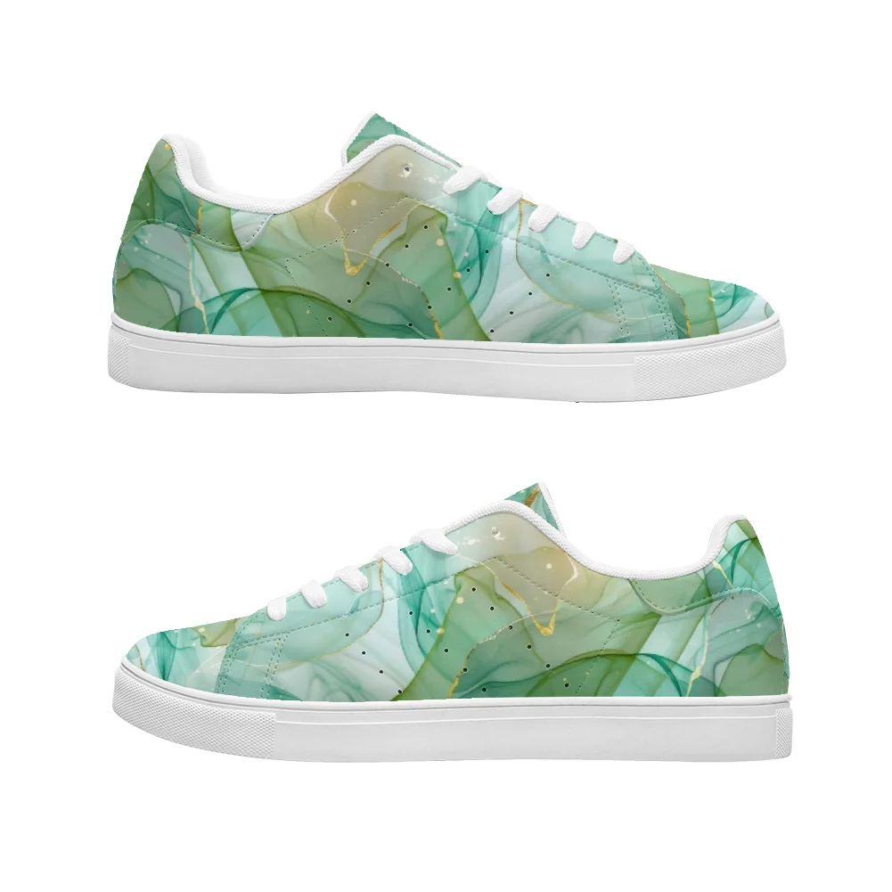 

Повседневная модная обувь с зеленым полосатым принтом, высококачественные стильные кроссовки на плоской подошве для мужчин и женщин, спортивная обувь