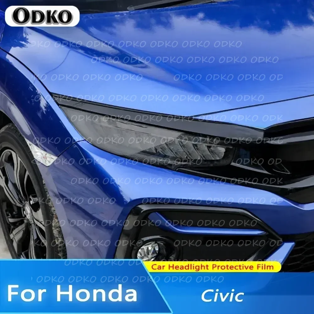 

Car Headlight Protective Tint Film Smoke Black Transparent TPU Transparent Sticker For Honda Civic 10th Gen FC/FK 2016-2021 2pcs