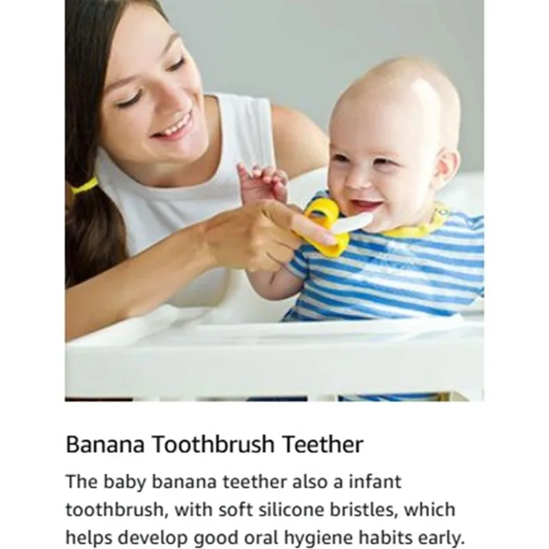 AINY-1Set 3-6 Month Old Baby Tooth Extraction , Safety Silicone Material, Banana Toothbrush, And Fruit Shaped Giraffe Set