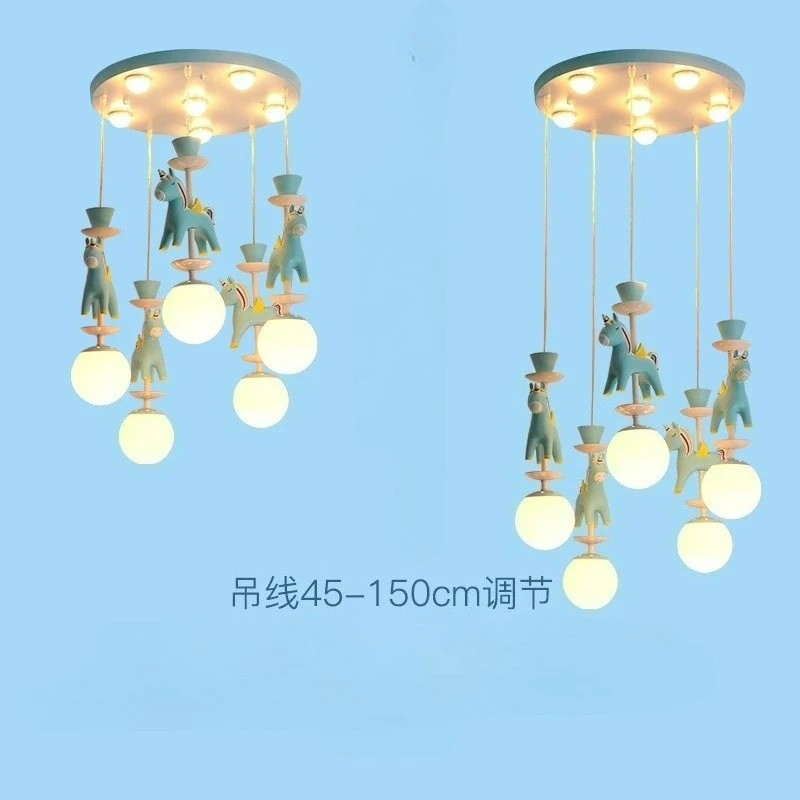Children's Carousel LED Pendant Lightsfor Princess Room Bedroom Living Room Hanging Lighting Atmosphere Home Decoration Fixtures