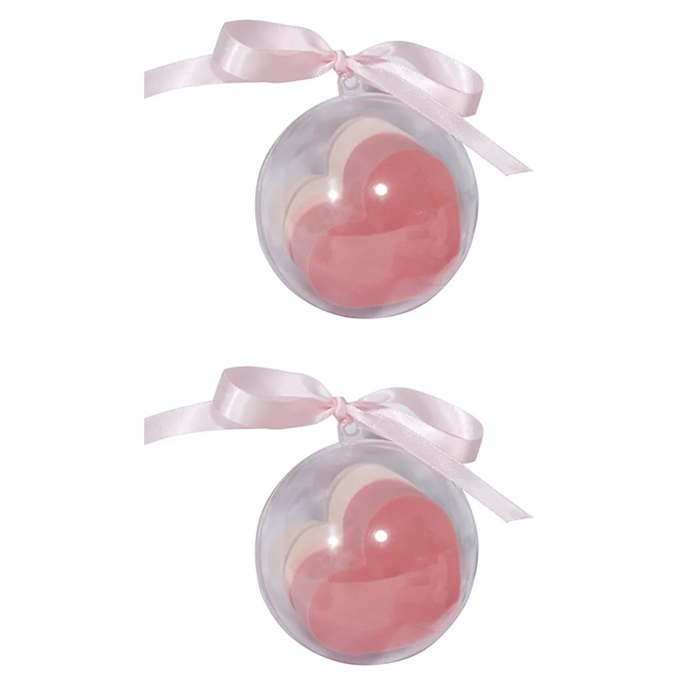 2セット ハート型パウダーパフ プレミアム親水性ノンラテックスメイクアップスポンジ フェイシャルダスティングやメイク落とし用 ピンクベージュ