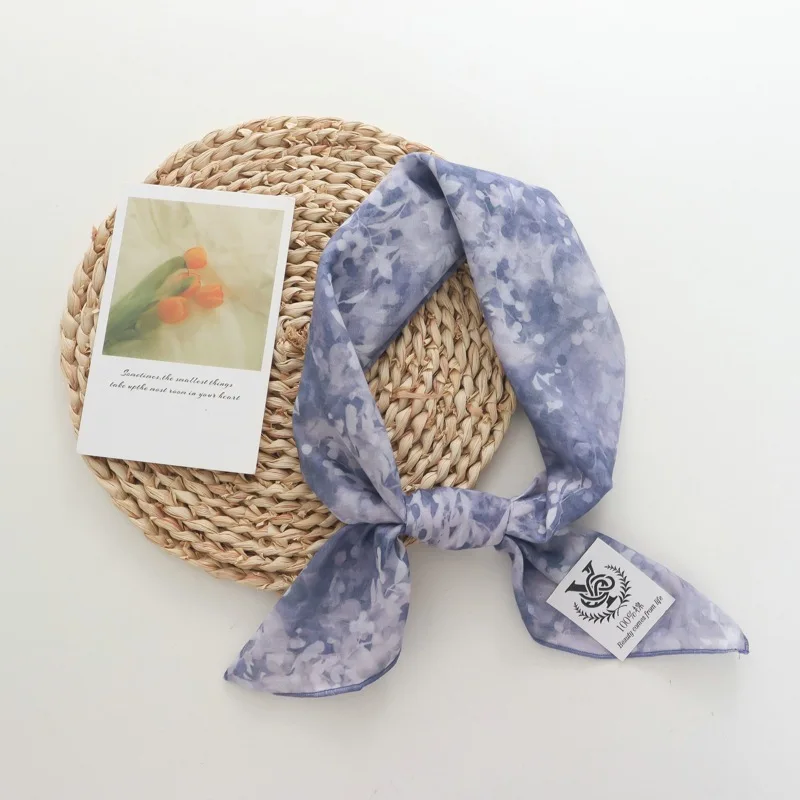 Korean Style Fashion Retro Small Silk Scarf Women's Spring Autumn Versatile Thin Pure Cotton Small Square Small Scarf Headscarf view 4