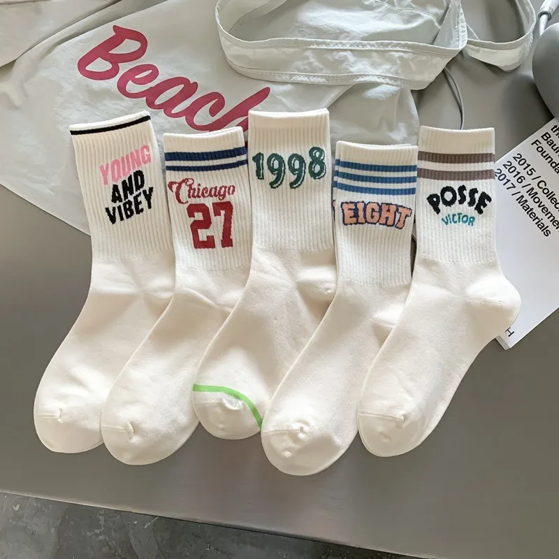 

Unisex Retro College Style Knitted Striped Socks - Cotton Breathable | Minimalist Alphanumeric Long Tube Sports & Daily Socks