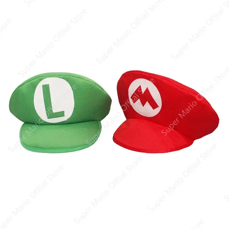 Super Mario Bros Luigi Cartoon Cosplay Hat Classic Game Anime Figure Halloween Funny Clothes Unisex Kids Adult Cap Party Gifts