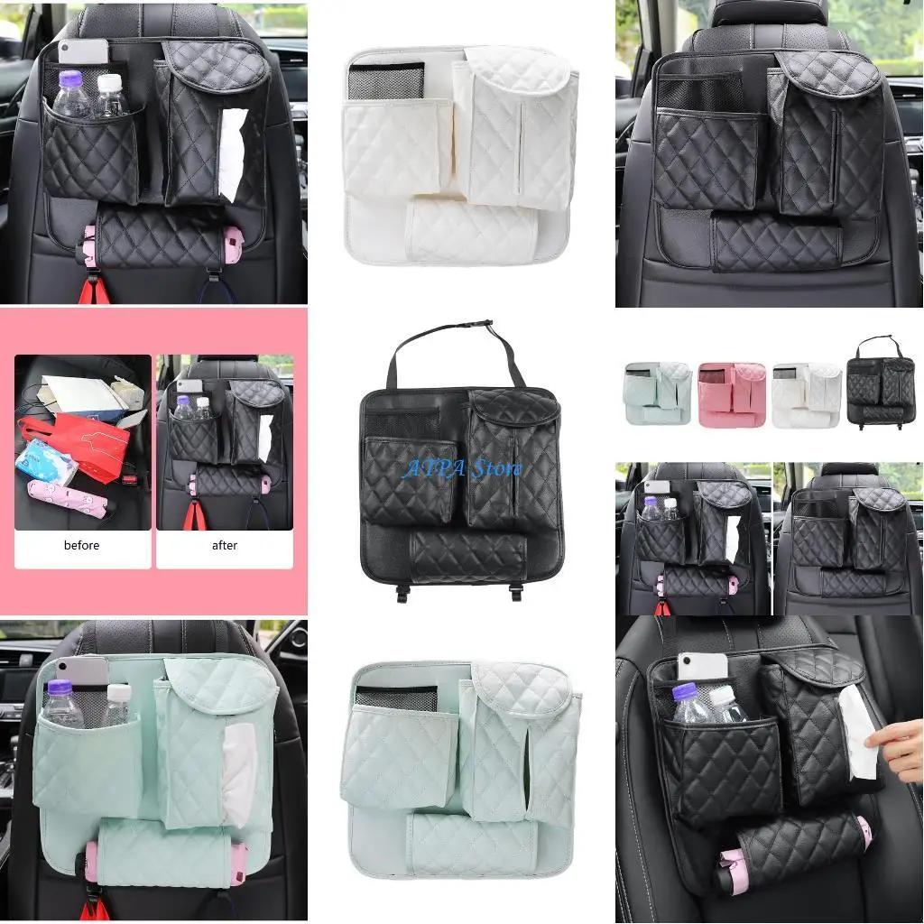 

U13C Elegant Back for Seat Durable Hanging Multi-Pockets Tissue Cup Organis