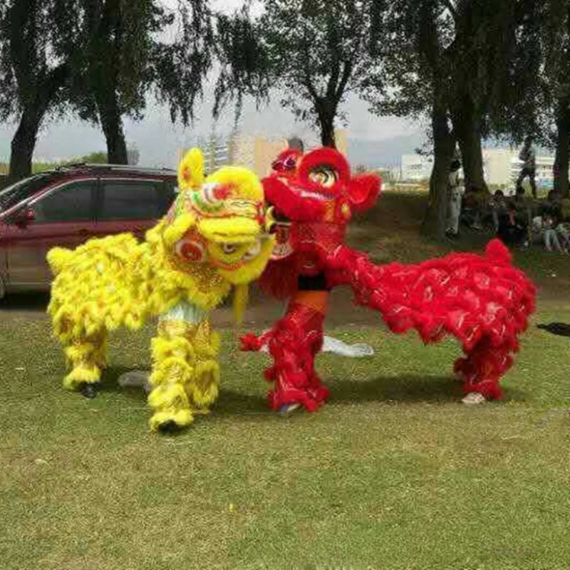 Pares de accesorios de danza del león, trajes de espectáculo escénico de danza con cabeza de león