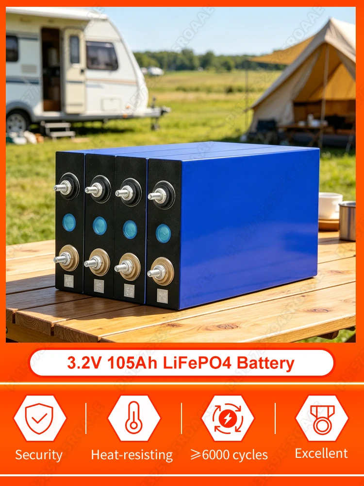Lifepo4 Batterie 3.2V 105AH 6000 Zyklen Brandneue Lithium-Eisenphosphat-Zellen mit integriertem Explosionsschutz DIY 12V 24V 48V 96V für Camping, Outdoor-Energiespeicher, Motoren, Trolling, Yacht,