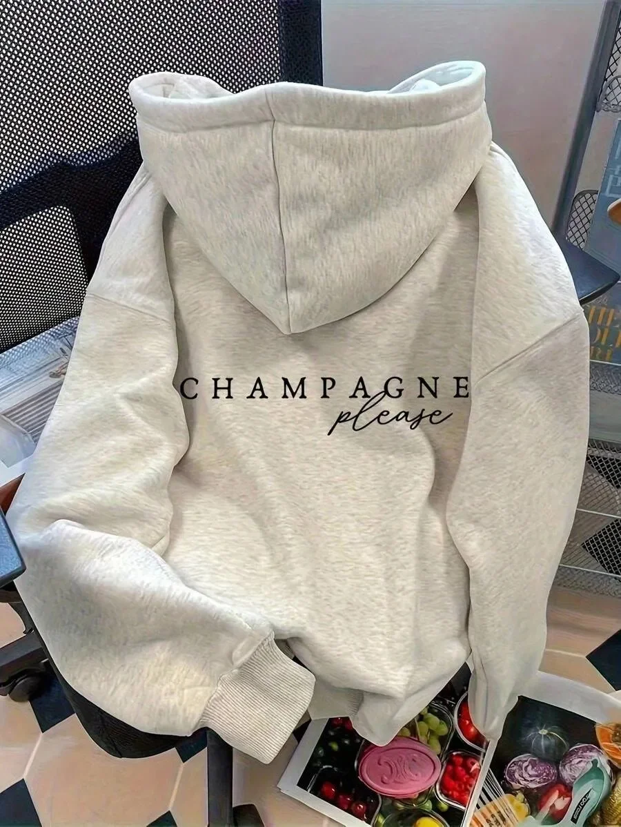 

Stylish Cotton Hoodie Featuring Elegant "CHAMPAGNE Please" Text Design Elegant "CHAMPAGNE Please" Text Design