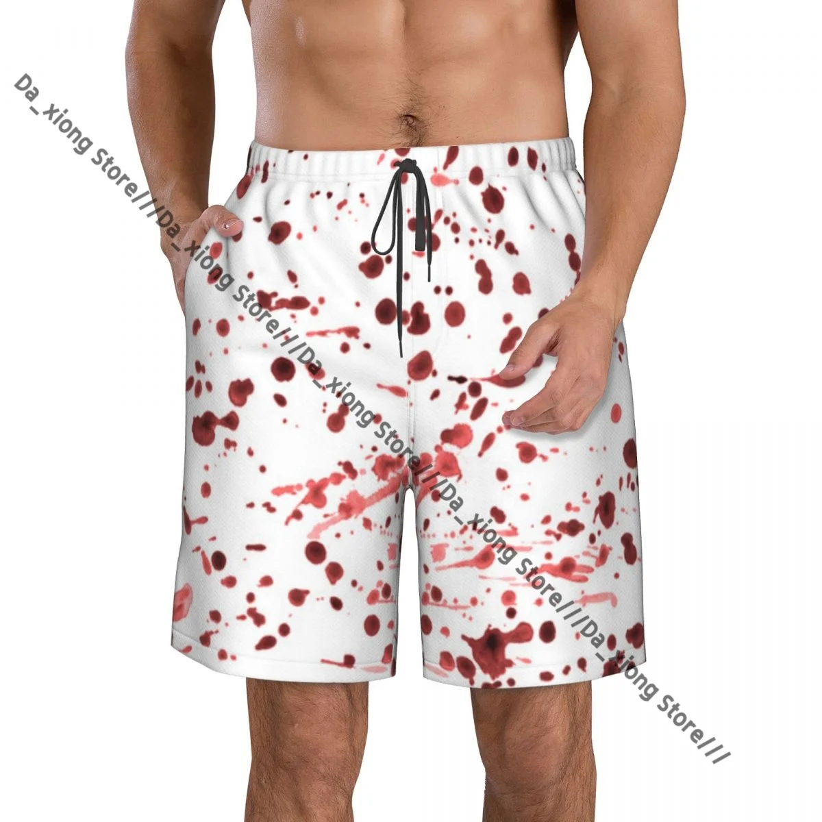 Men Beach Short Quick-drying Swimming Trunk Watercolor Splashes Background Swimwear Swimsuit Bathing Shorts