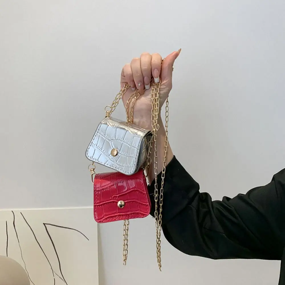 Cute Korean Fashion Mini Lipstick Crossbody Bags PU Simplicity Versatile Chain Shoulder Bag Handbag Girls Women