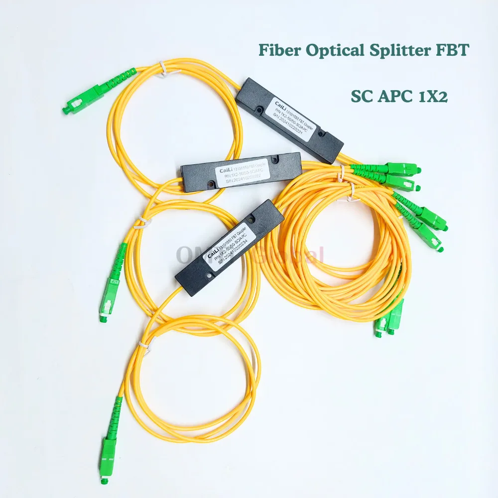 SC APC 1X2 FBT Singlemode Fiber Optical SC/APC Taper Type Splitter Computer Cable Cord Sleeve 1310/1550 OMTiG