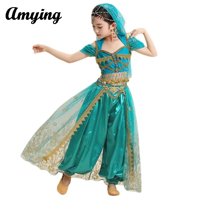 

New Children's Belly Dance Costume Set Girl Performance Dress Princess Clothing Indian Dance Practice Training Suit Cosplay Suit