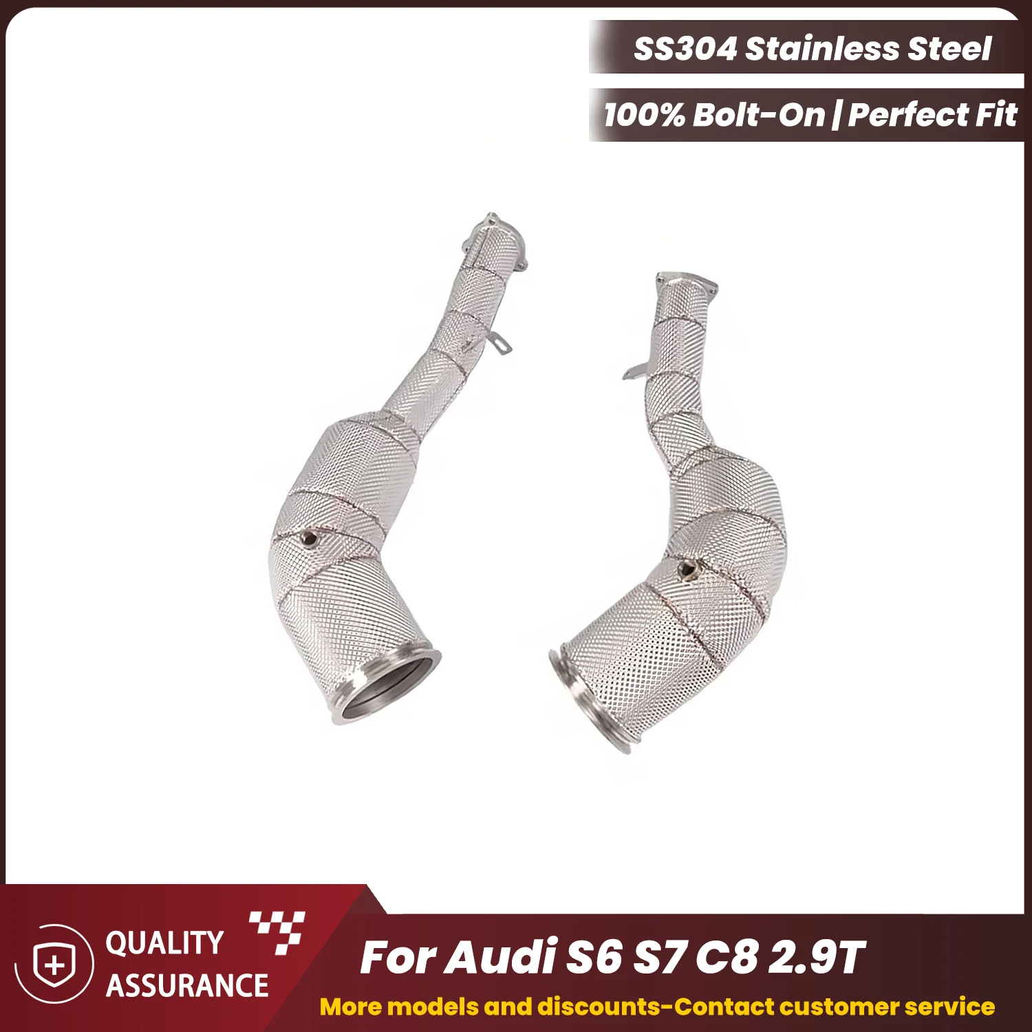 

ECCF Sports Downpipe With Heat Shield For Audi S6 S7 C8 2.9T Aggressive Exhaust Sound High Flow Performance Upgrade