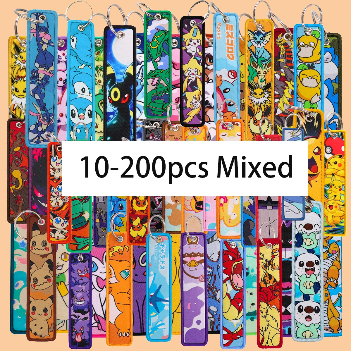 

10-200pcs Mixed Cute Anime Elf Embroidery Key Fobs Motorcycles Cars Backpack Chaveiro Keychain Fashion Keyring Friends Gifts