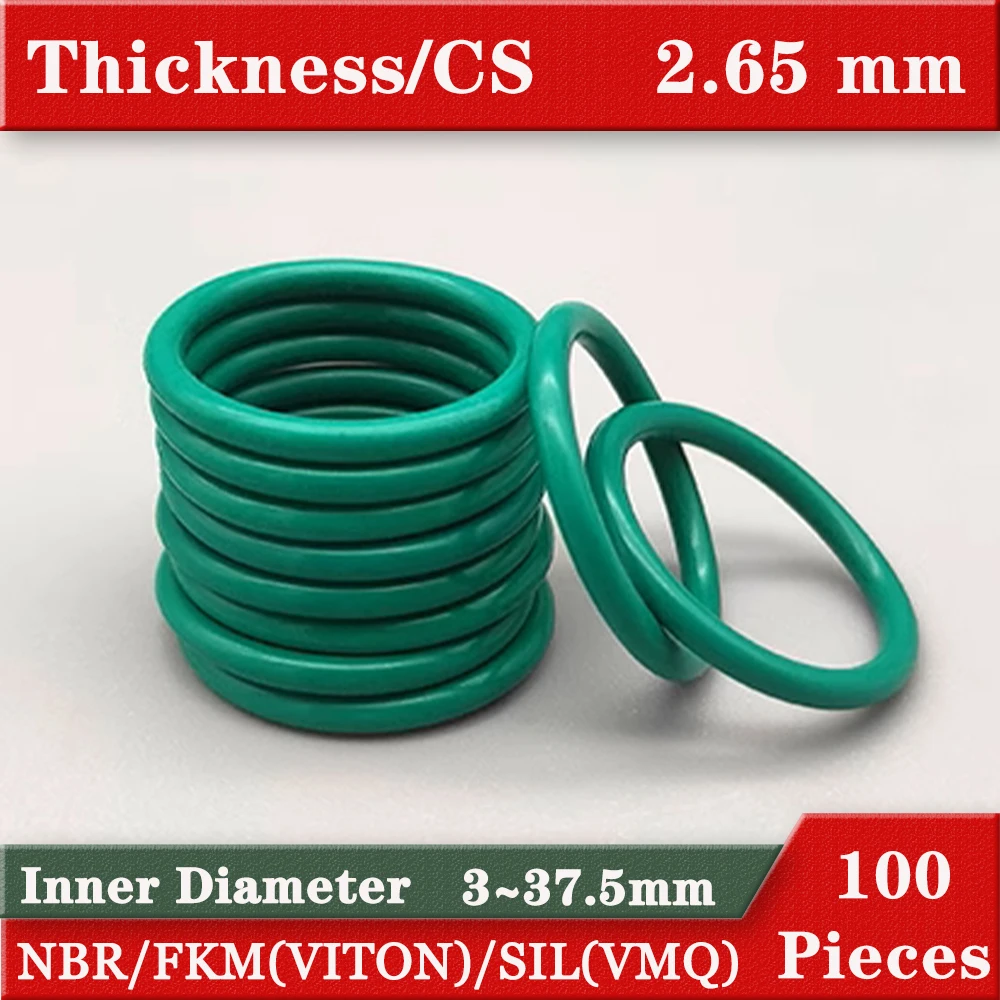 Binnendiameter 3-37,5 mm ID Silicium o-ring pakking NBR SIL FKM VMQ VITON o-ring afdichtingspakkingen Dikte 2,62 mm oliekeerringen o-ringen