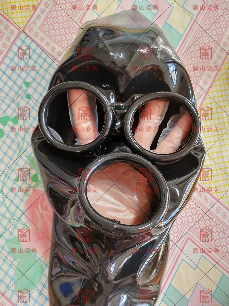 

Latex gummi mask ring eyes mouth cosplay latex hood 0.4mm