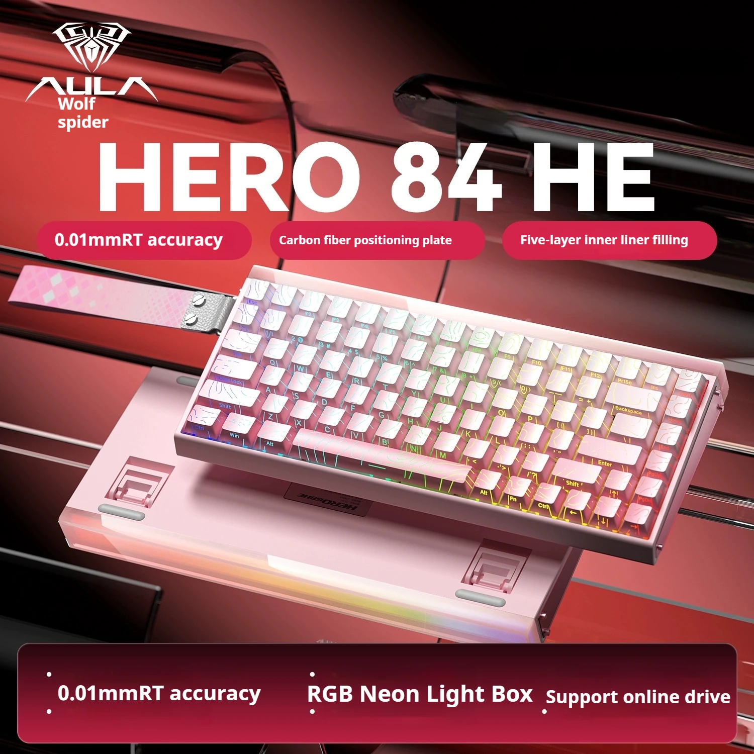 

AULA HERO 84HE Gaming Keyboard Magnetic Axis RT 75 Config Customizable Mechanical Wired RGB Neon Light 8K Response Rate