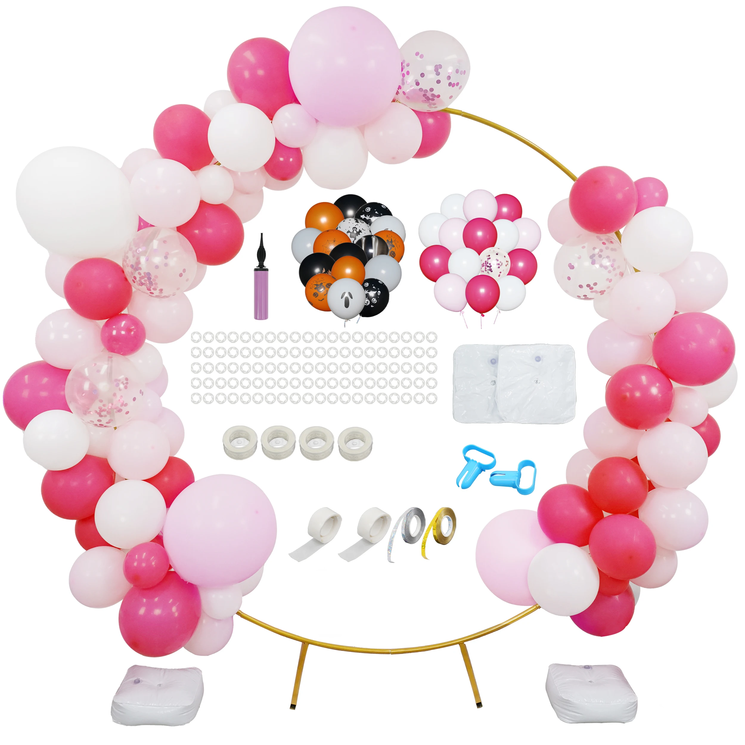 Kit de suporte para arco de balão redondo, 7.2 pés, arcos de casamento para cerimônia, círculo, cenário, festas, casamento, decoração de aniversário