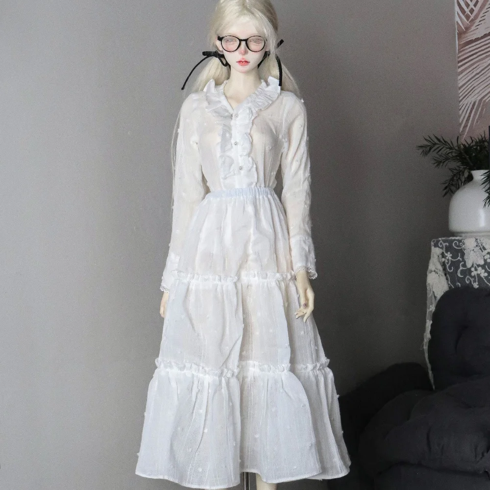 

1/3 1/4 Scale Female Daily White Lace Shirt Cake Skirt Clothes Set Fit 3point 4point Action Figure Body Model Toys