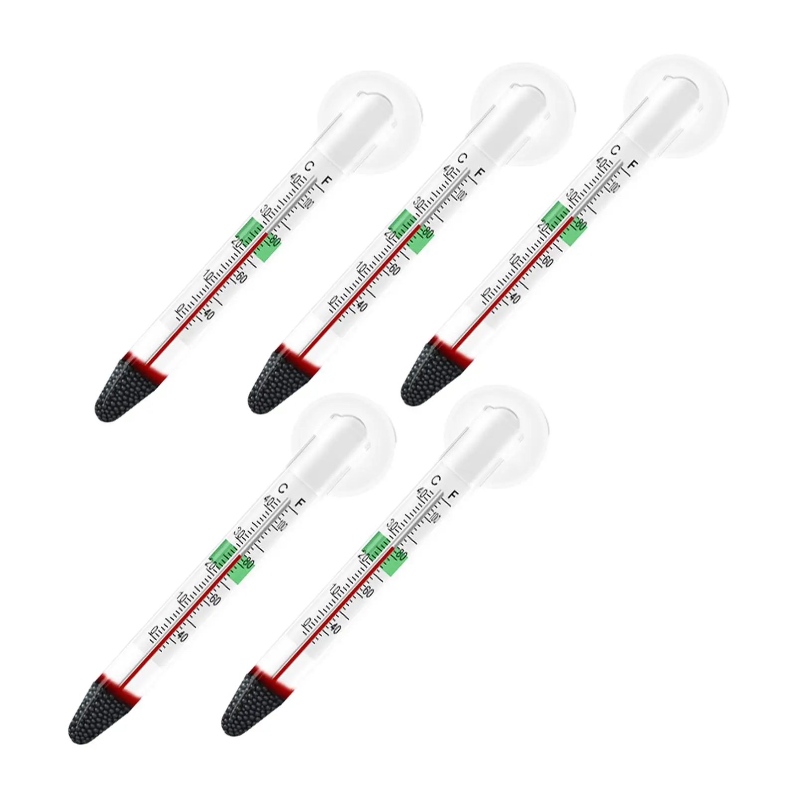 5Pcs Floating Thermometer Double Layered Glass Easy Read for All Water Types Suspended Design Glass Tube with Suction Cup