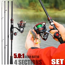 Sougayilang Spinning Fishing Set 1.8-2.1m 4 Section Carbon Fiber Fishing Rod and 2000-4000 5.0:1 Fishing Reel Travel Combo Pesca