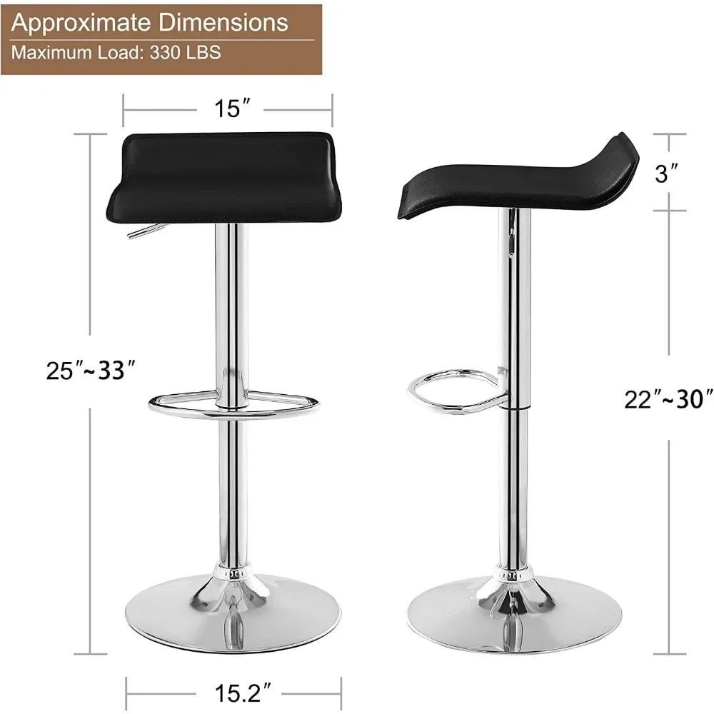 Bar Stools Set of 4, Armless Adjustable Swivel Barstools, Modern Backless Counter Height Stools for Kitchen