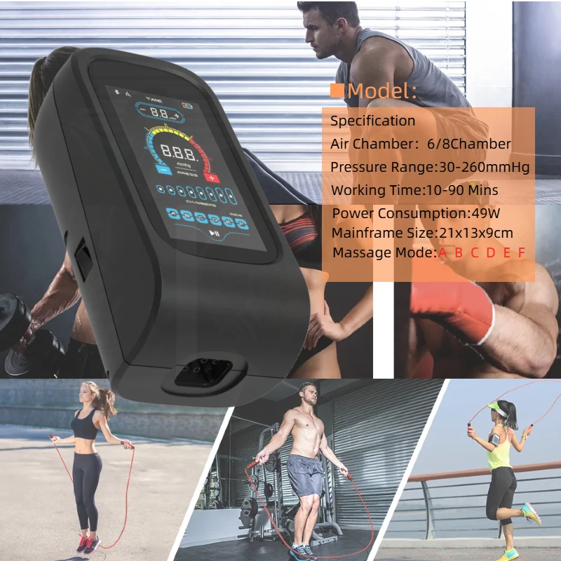 8-Chamber Air Compression Full Leg Recovery Massage Boots Ergonomic Design Pneumatic Muscle Relax Massager