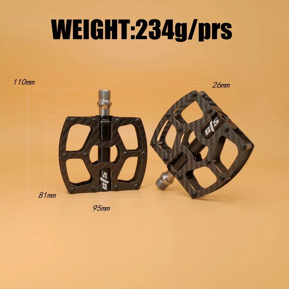 Road Bike Carbon Fiber Titanium Alloy Lightweight Pedal, 3 Bearing, Folding Bike, Effort-Saving Pedal, Comfortable Wide, 9, 16