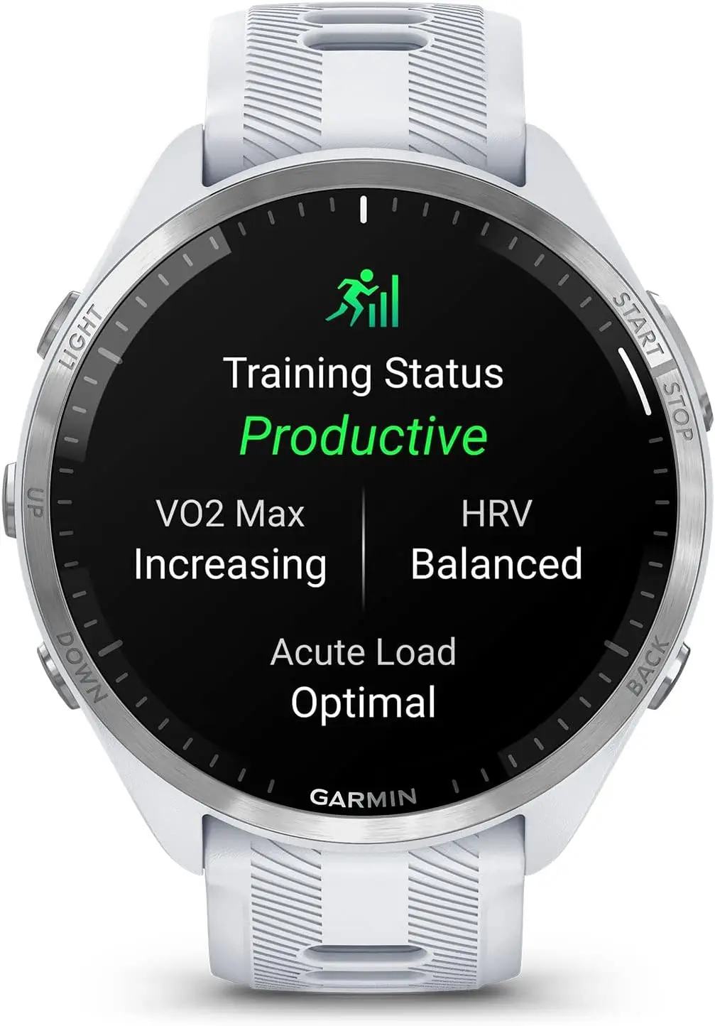 Garmin Forerunner 965 Smartwatch Gray AMOLED Display Training Metrics Recovery Insights Whitestone Powder Gray