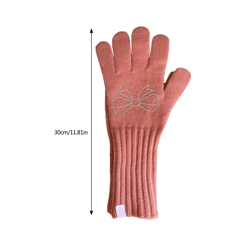 2pcs Bows Pattern Mittens Trendy Female Mittens Outdoor Activity Warm Gloves for Evening Wear and Outdoor Use Dropshipping