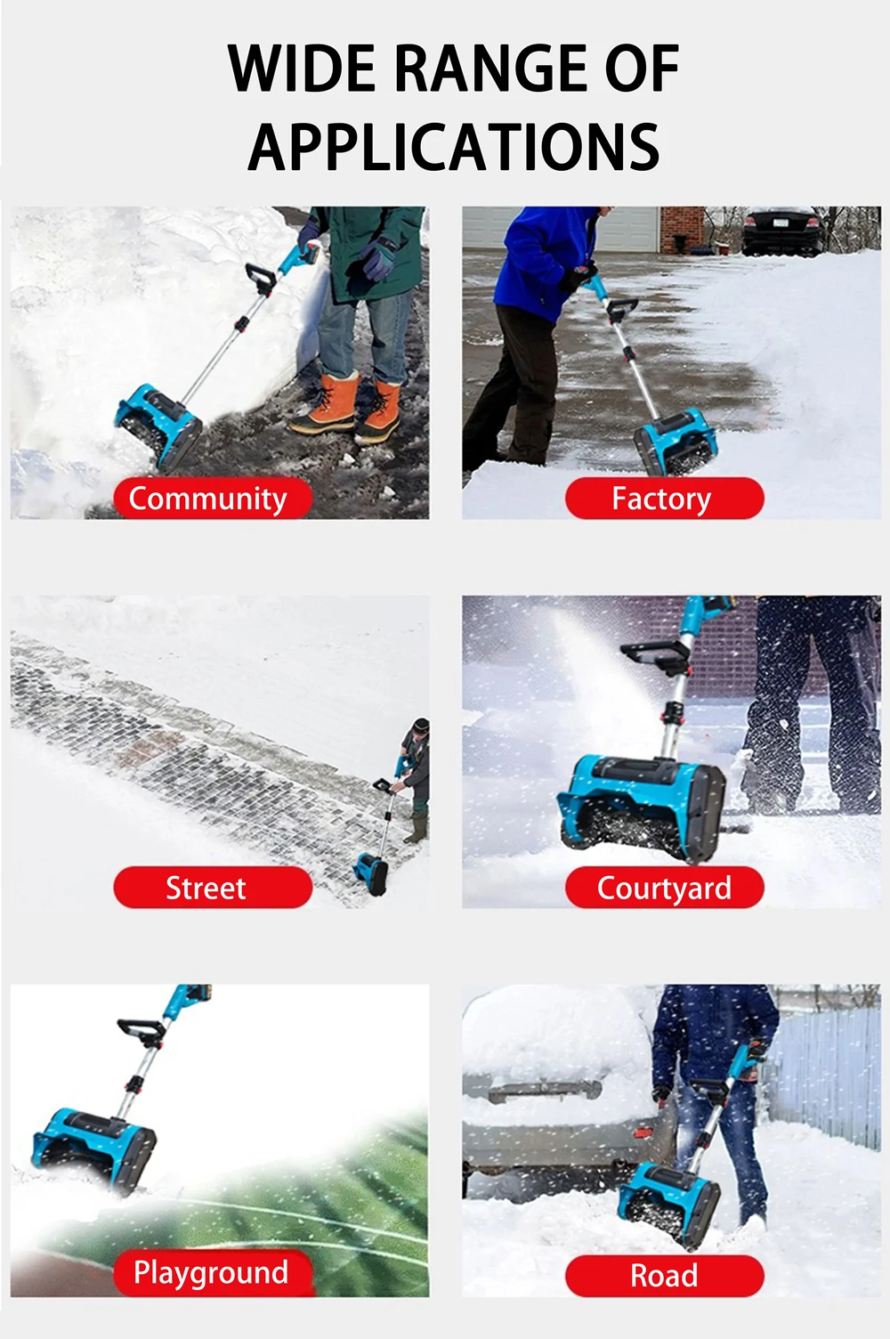 New Winter Cordless Electric Snowplow Lithium Electric Snow Sweeper Cordless Snow Shovel courtyard Street For Makita Battery