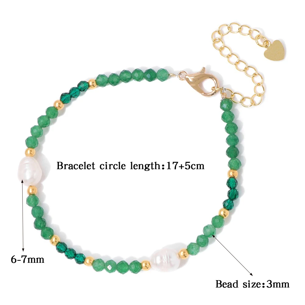 3mm Smoky Quartzs Beads Heart Chain Bracelet Natural Pearl Zircon Crystal Faceted Bead Bracelets For Women Men Exquisite Jewelry