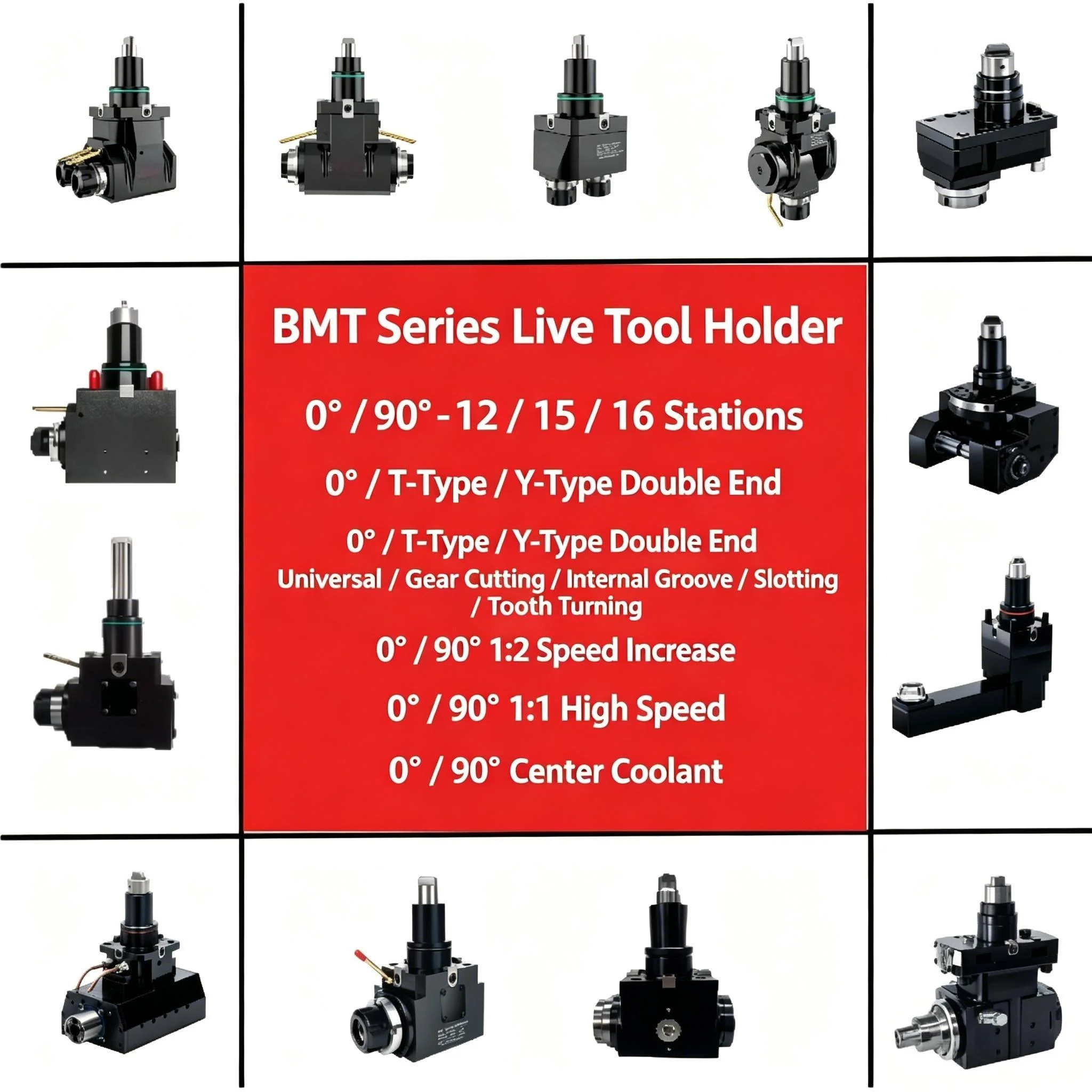 BMT Live Driven Tool Holder 0° 90° Internal External Lock BMT40 BMT45 BMT55 CNC Lathe Turret Tool Block 1:1 High Speed 1:2 Speed
