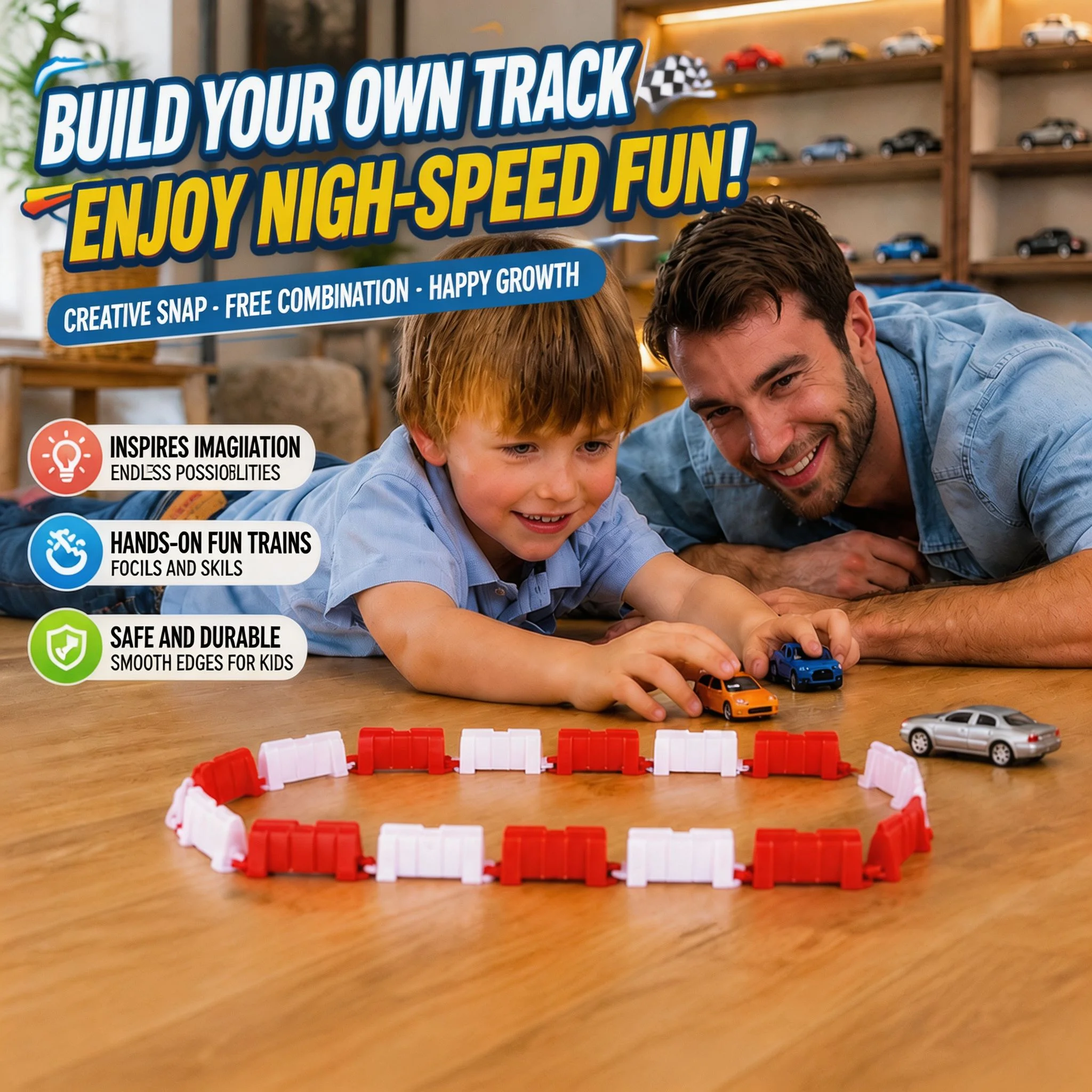A complete set of RC racing tracks, drifting race tracks with obstacles and cones, toy tracks for RC car enthusiasts ﻿