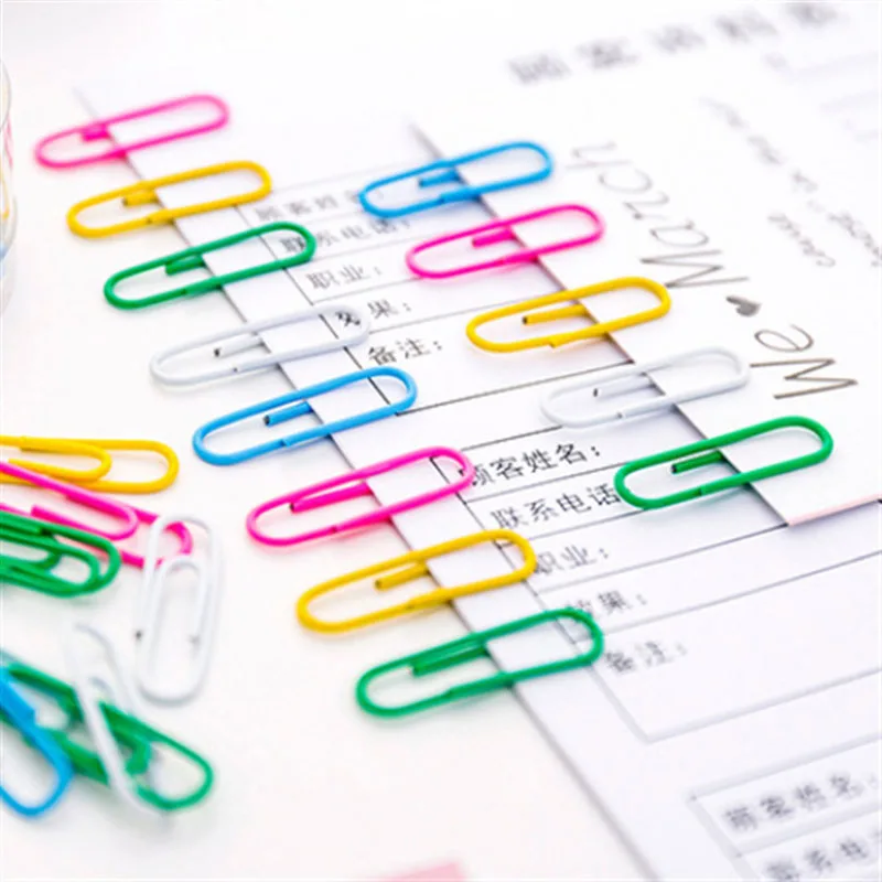 

50pcs/sacchetto Clip di carta di colore Clip di metallo Memo segnalibro Accessori ufficio cancelleria Forniture scolastiche 28mm