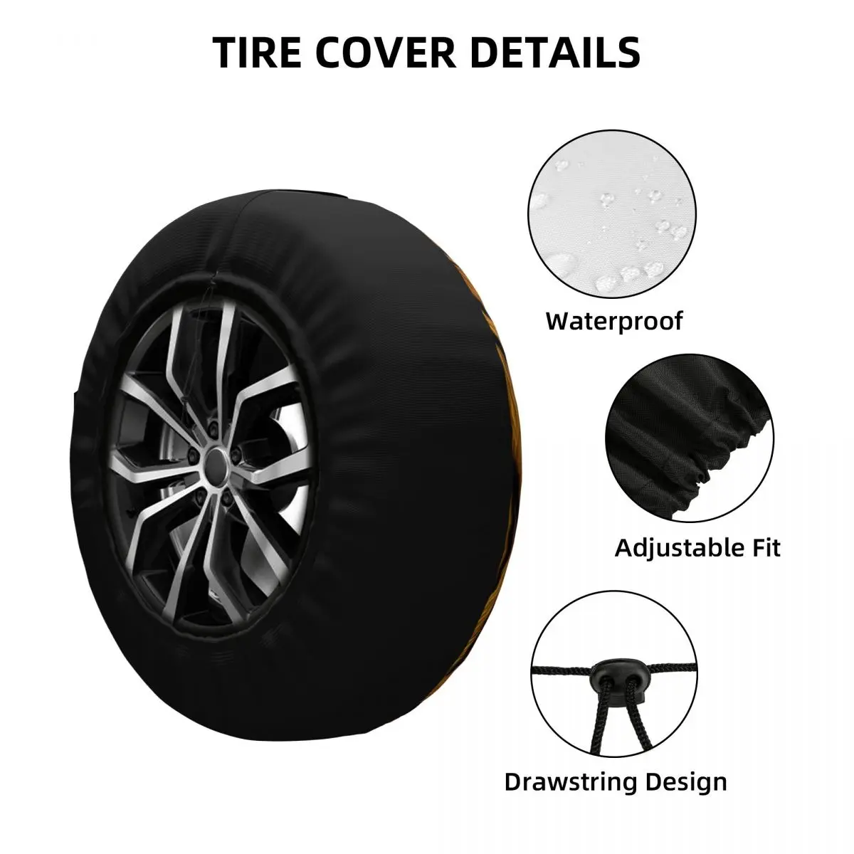 Copertura per ruota di scorta in pelle di tigre nera e oro per Jeep Hummer SUV RV Accessori per protezioni per ruote per auto 14 "15" 16 "17 "pollici