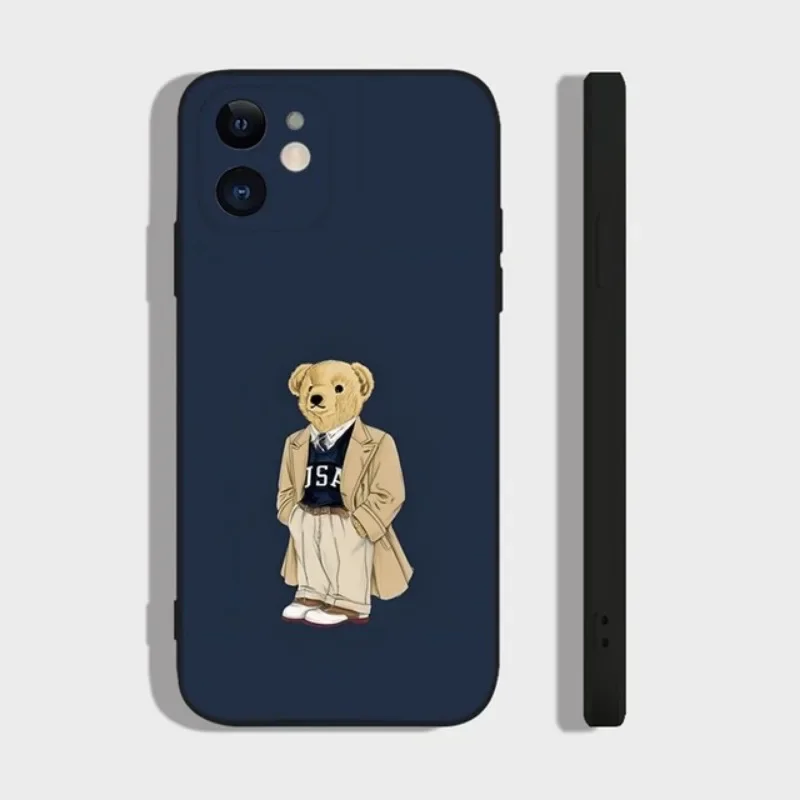 Fashion Cartoon Bear P-PoloS Phone Case For iPhone 16 15 14 13 12 11 Pro Max Mini X XS XR SE 7 Plus Shockproof Soft Cover Fundas