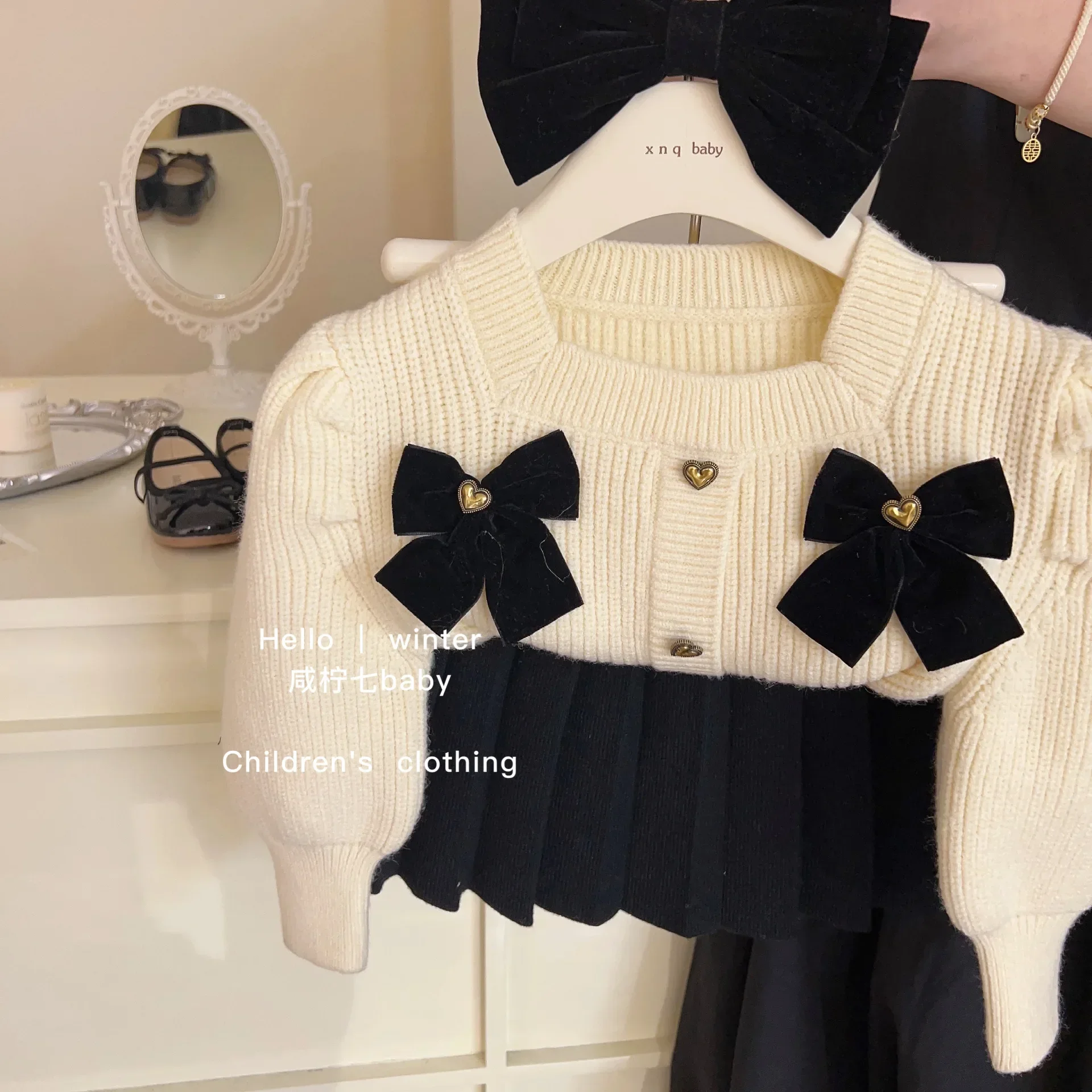 Girls Clothes Suit Sweater Set 2023 Autumn and Winter Girls Knitted Cardigan Skirt Girl Sweater Skirt Two-piece Set Girl Clothes