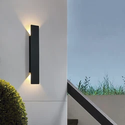 Lámpara de pared impermeable para exteriores, accesorio de iluminación decorativa para interiores, tira larga de aluminio, negro, blanco, dorado, 2W, 6W, 18W, 24W