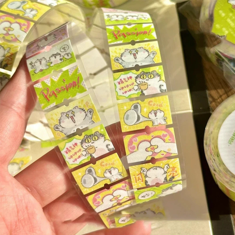 200 قطعة/لفة لطيف الحيوان القط الكرتون ملصقات مضحك ميمي ختم التسمية الديكور الشارات DIY بها بنفسك محمول الهاتف Kawaii طفل مكافأة ملصق