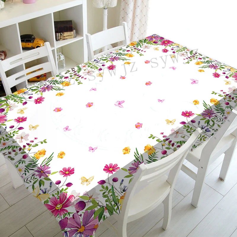 Spring Floral Pattern Tablecloth Retro Print Home Table Decoration Accessories Holiday Party Arrangement Scene Table Mat