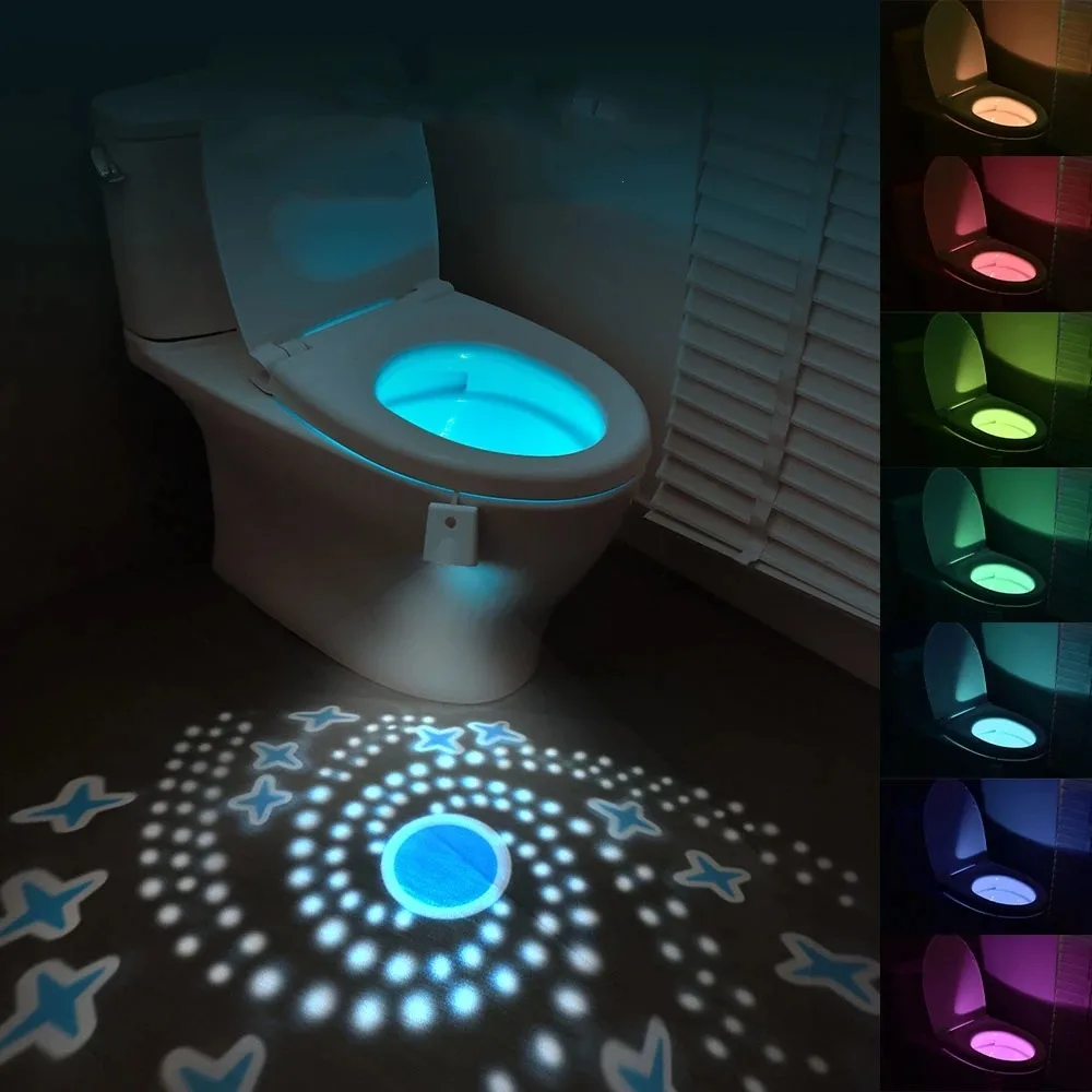 

oilet Night Light with Star Projection, Motion Sensor, 16 Color Options – Fun and Safe Bathroom Accessory for Youngsters